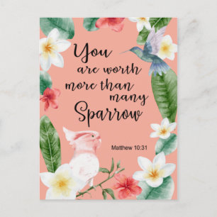 Jehovah Witness JW Encouragement Matthew 10:31 Vykort