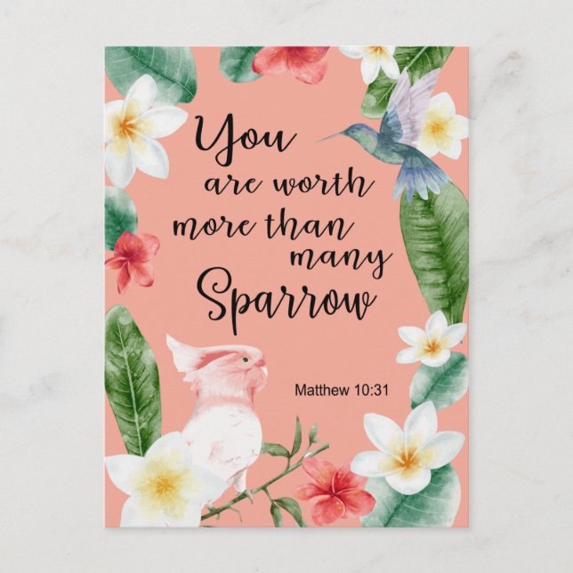 Jehovah Witness JW Encouragement Matthew 10:31 Vykort (Framsida)