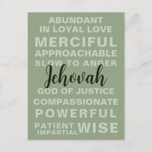 Jehovas egenskaper JW Vykort