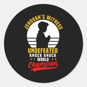 Jehovas Witness Knock Joke World Champion Runt Klistermärke