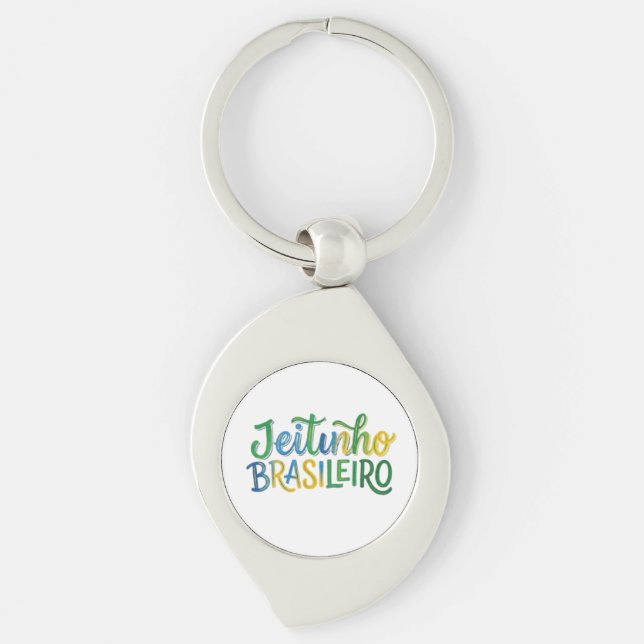 Jeitinho Brasileiro Swirl Silverfärgad Nyckelring (Framsidan)