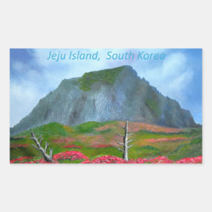 Jeju Island Korea (제 주 도) Rektangulärt Klistermärke