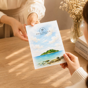 Jeju Island Strand – Koreansk   Akvarell Resa Helg Vykort