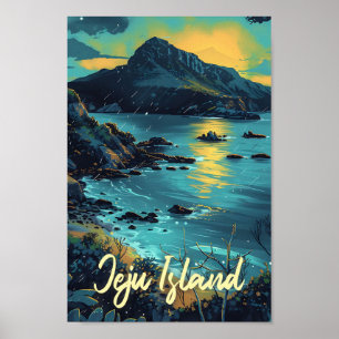 Jeju Island Sydkorea Art Travel Illustration Poster