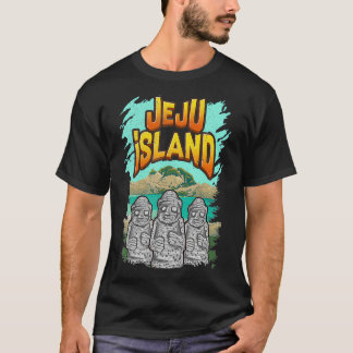 Jeju Island Sydkorea Dol Hareubang Statues Vint T Shirt