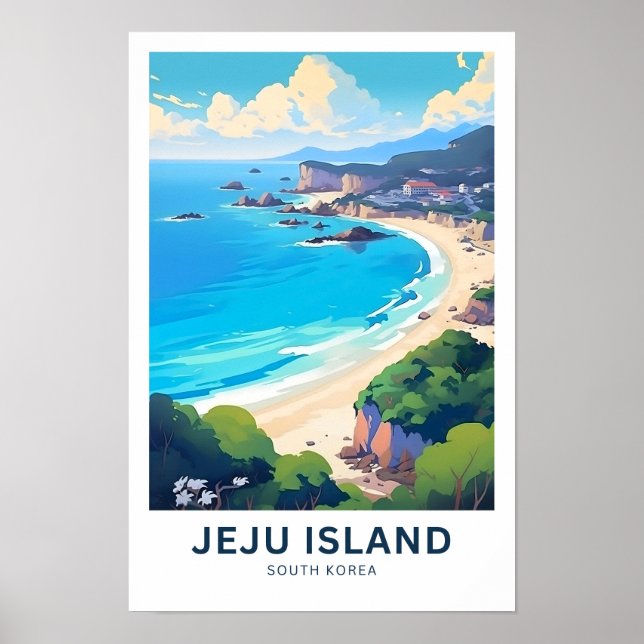 Jeju Island Sydkorea Travel Print Poster (Framsidan)