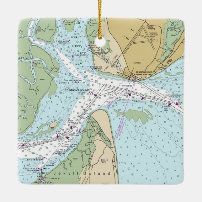 Jekyll Island Florida-diagram Julgransprydnad Keramik (Baksida)