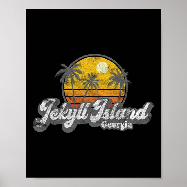 Jekyll Island Ga 70-tals Retro Fiske Båttur Strand Poster (Framsidan)