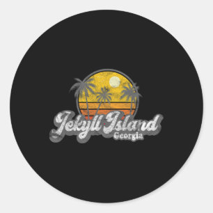 Jekyll Island Ga 70-tals Retro Fiske Båttur Strand Runt Klistermärke