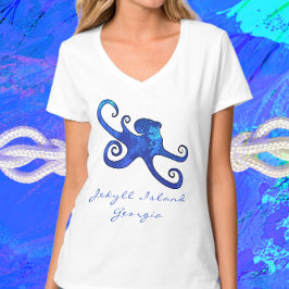 Jekyll Island GA Ocean Blue Octopus T Shirt