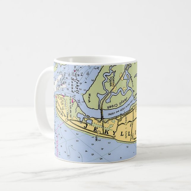 Jekyll Island Georgia Coast Map Mug Kaffemugg (Framsida vänster)