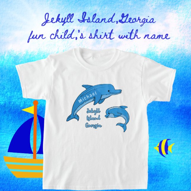 Jekyll Island Georgia Cute Playful Blue Dolphins T Shirt (Skapare uppladdad)