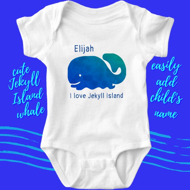 Jekyll Island, Georgia Cute Whale och Namn T Shirt (Skapare uppladdad)