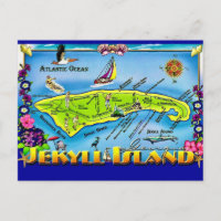 Jekyll Island Georgia Färgrik vykort