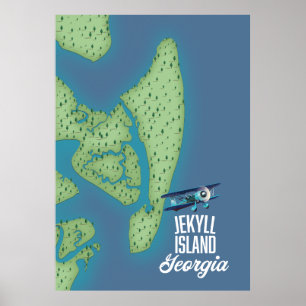 Jekyll Island Georgia USA karta Poster