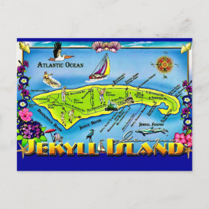 Jekyll Island Georgien Färgglad vykort