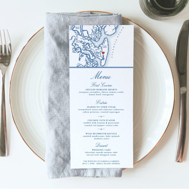 Jekyll Island och Brunswick Georgia Karta Bröllop Meny (This Jekyll Island and Brunswick wedding menu is perfect for your Golden Isles of Georgia wedding)