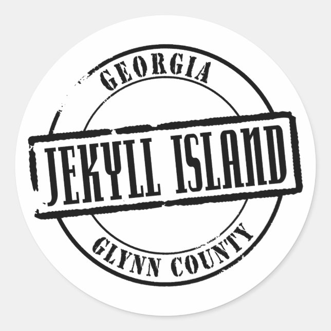 Jekyll Island Title Runt Klistermärke (Framsida)