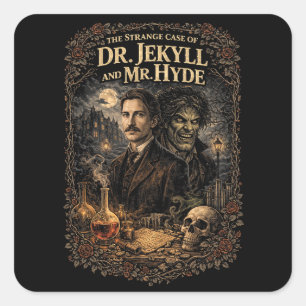 Jekyll och Hyde Fyrkantigt Klistermärke