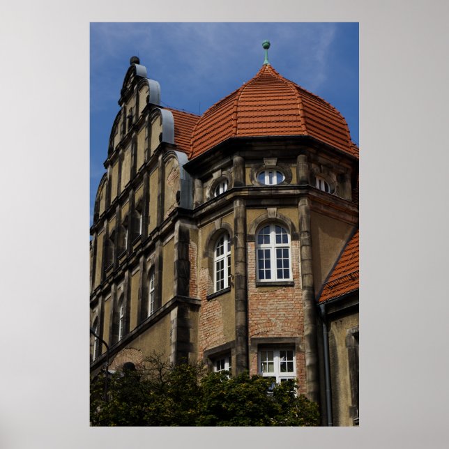 Jelenia Góra Architecture Print - Red Roof Turret Poster (Framsidan)