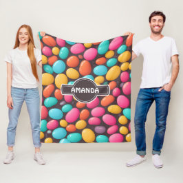 Jellaböna Mosaic Colorful Personlig Mönster Fleecefilt