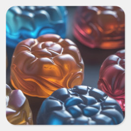 Jelllied Candy Roligt Fyrkantigt Klistermärke