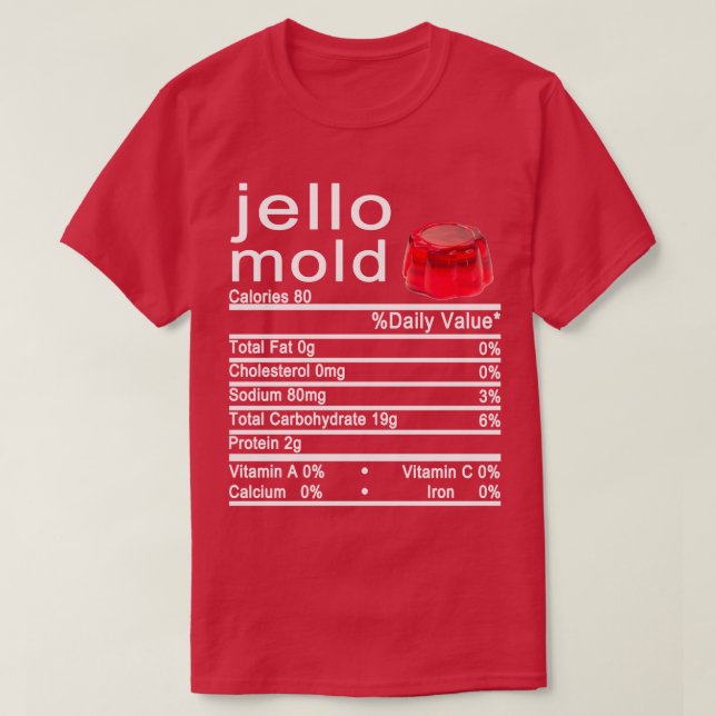 jello mold Nutrition Facts-etikett T Shirt (Design framsida)