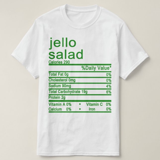 jello salad Nutrition Facts etikett T Shirt (Design framsida)