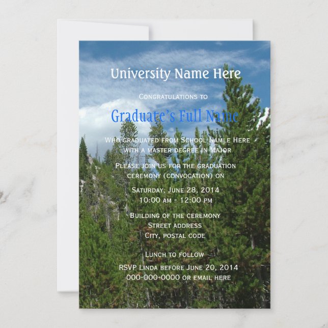 Jellowstone-ceremonin i studenten (kallelse) inbjudningar (Framsida)