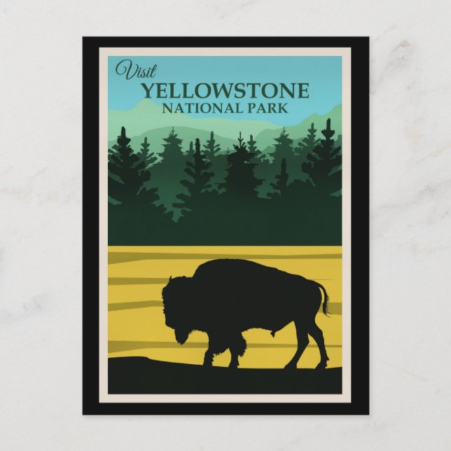 Jellowstone, Wyoming Travel Poster Vykort (Framsida)
