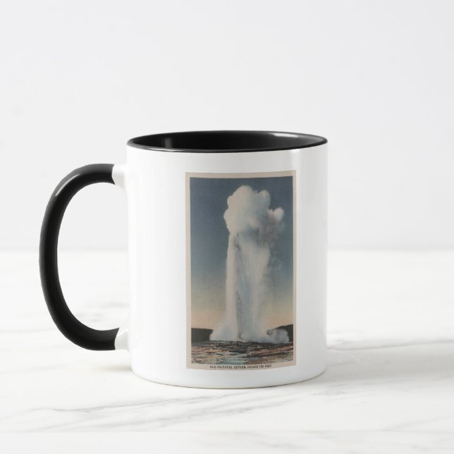 Jellowstone, WYView of Old Faithful Erupting Mugg (Vänster)