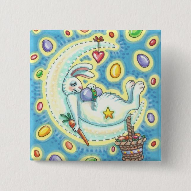 JELLY BEAN DREAMS PÅSKHARE RABBIT BUTTON Squ Knapp (Framsida)