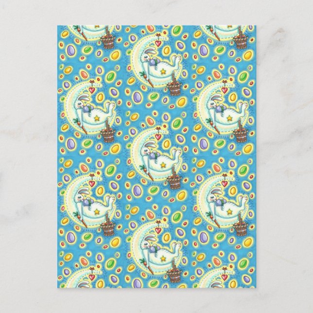 JELLY BEAN DREAMS, SÖMNIG PÅSKHARE PÅ MÅNE HELG VYKORT (Framsida)