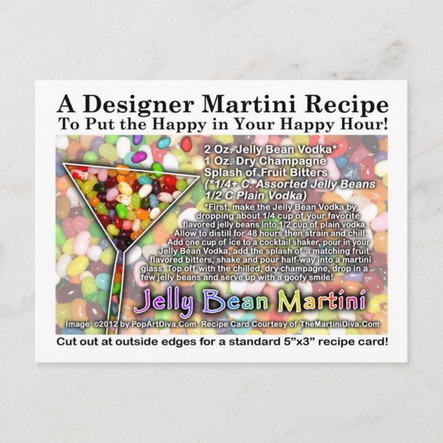 Jelly Bean Martini Recipe-vykort Vykort (Framsida)