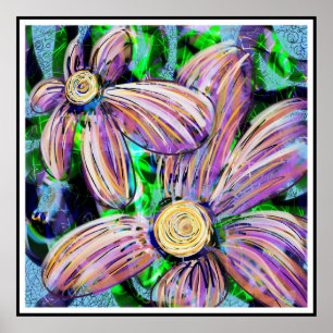 "Jelly Bean Petals" Abstrakt Blommigt Black Framed Poster