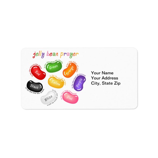 Jelly Bean Prayer Label Adressetikett (Framsidan)