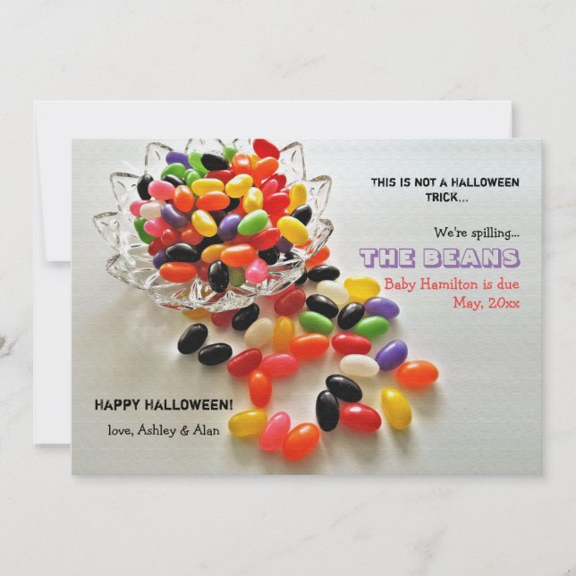 Jelly Beans Halloween Gravid Announcement Julkort (Framsida)