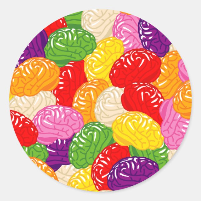 Jelly Brains Runt Klistermärke (Framsida)