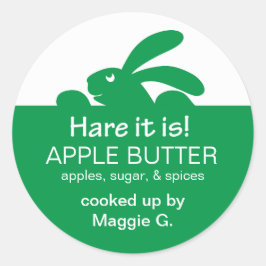 Jelly Burk Grönt Rabbit Label Runt Klistermärke