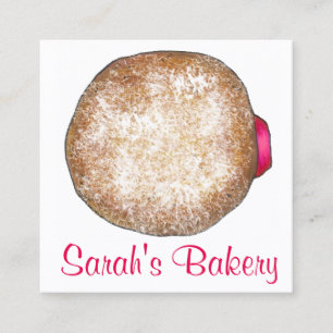 Jelly Donut Doughnut Bake Shop Baker Food Fyrkantigt Visitkort