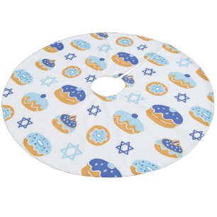 Jelly Donut och David Hanukkahs stjärna Julgransmatta Fleece