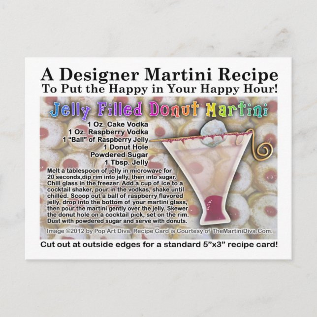 Jelly Filled Donut Martini Recipe Postcard Vykort (Framsida)