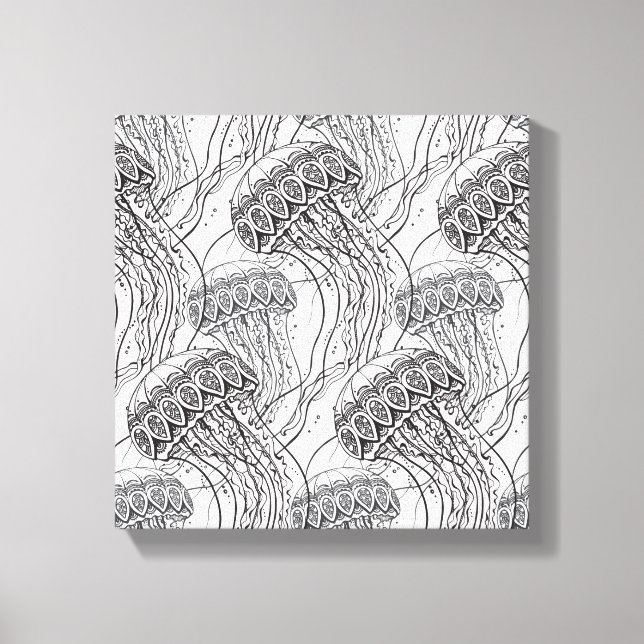 Jelly Fish Doodle 6 Canvastryck (Framsida)