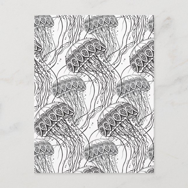 Jelly Fish Doodle Vykort (Framsida)