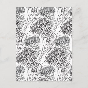 Jelly Fish Doodle Vykort