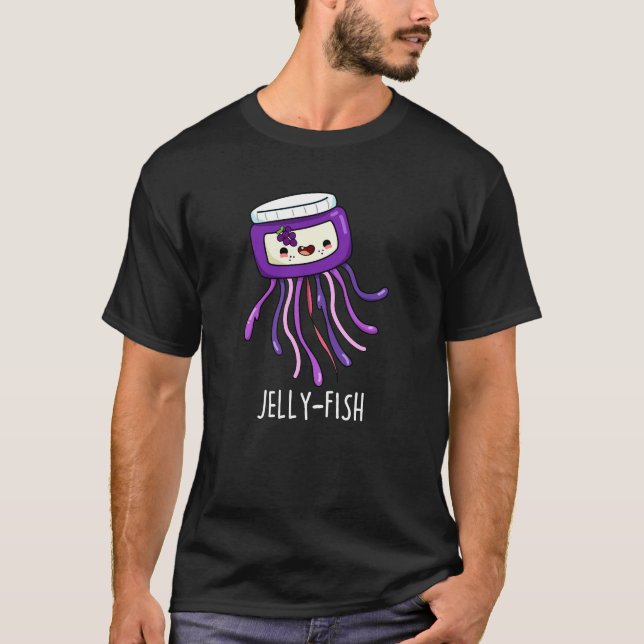 Jelly-fish Funny Jelly Burk Pun Mörk BG T Shirt (Framsida)