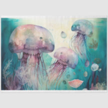 Jelly Fish Watercolor Decoupage-vävnadspapper