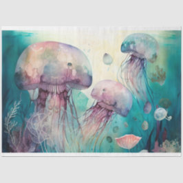 Jelly Fish Watercolor Decoupage-vävnadspapper