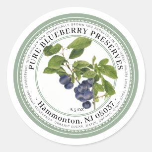 Jelly Label med Vintage Blueberry Illustration Runt Klistermärke