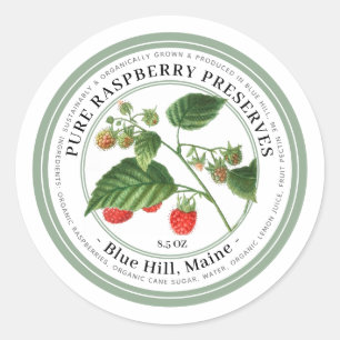 Jelly Label med Vintage Raspbär Illustration Runt Klistermärke